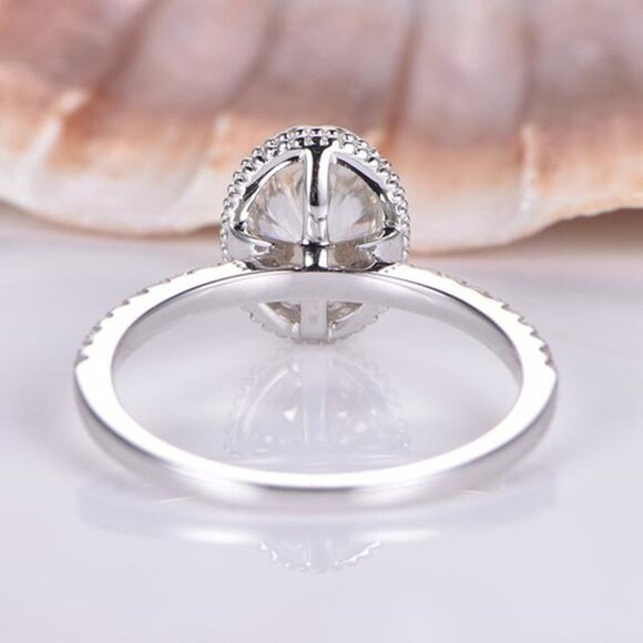 "Wedding/Engagement Oval Flower Dainty Gemstone Silver Ring for Women, VIP431 - Picture 5 of 10